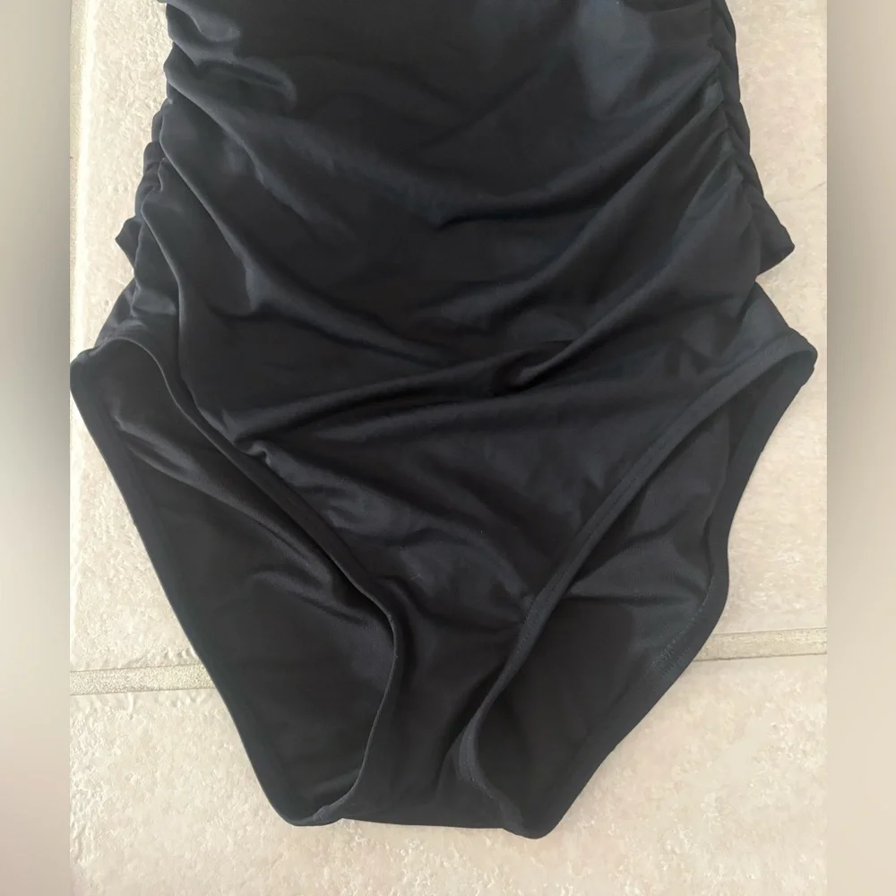 NEW Loft Ruched Bandeau Black One Piece Swimsuit- Size XS - Picture 6 of 16
